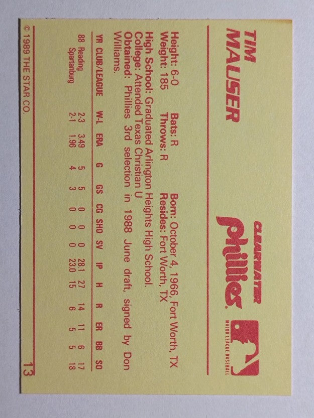 1989 Star #13 Tim Mauser