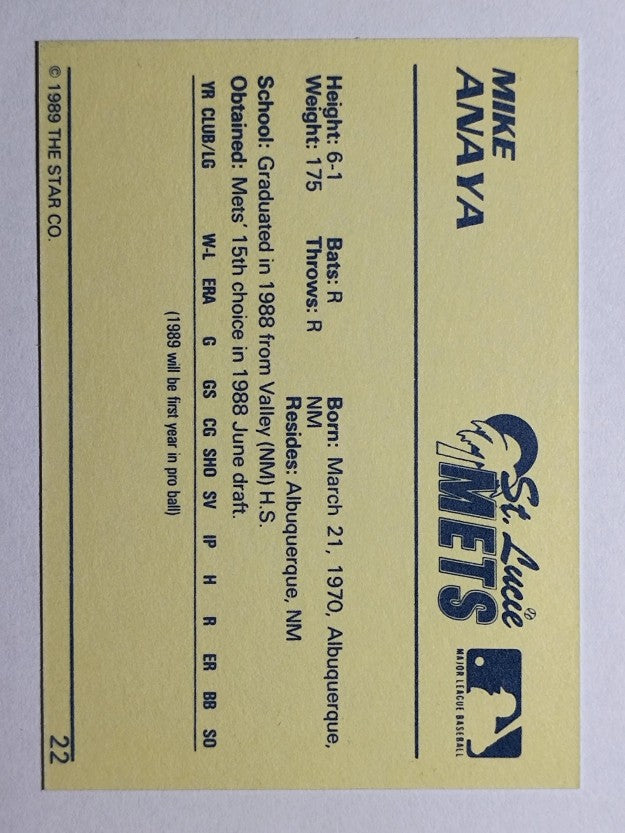 1989 Star #22 Mike Anaya