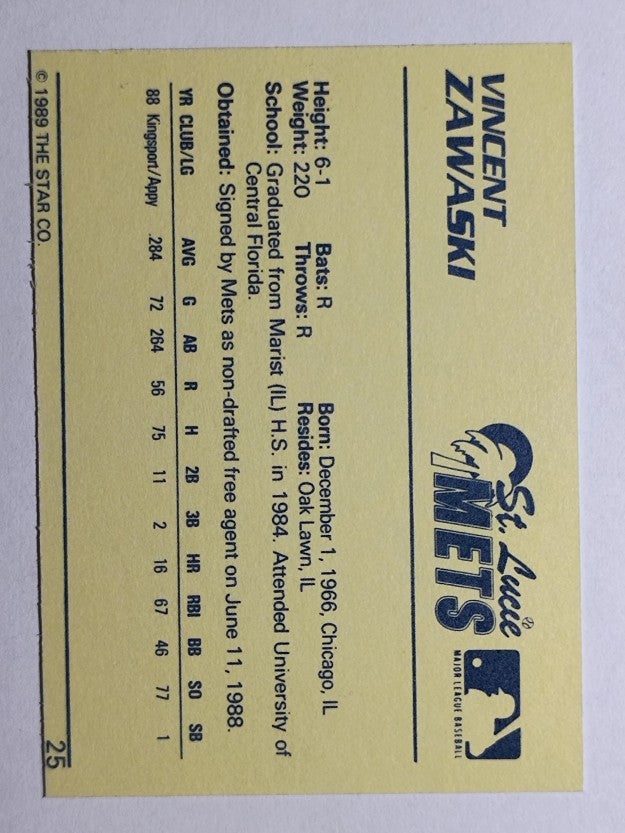 1989 Star #25 Vincent Zawaski