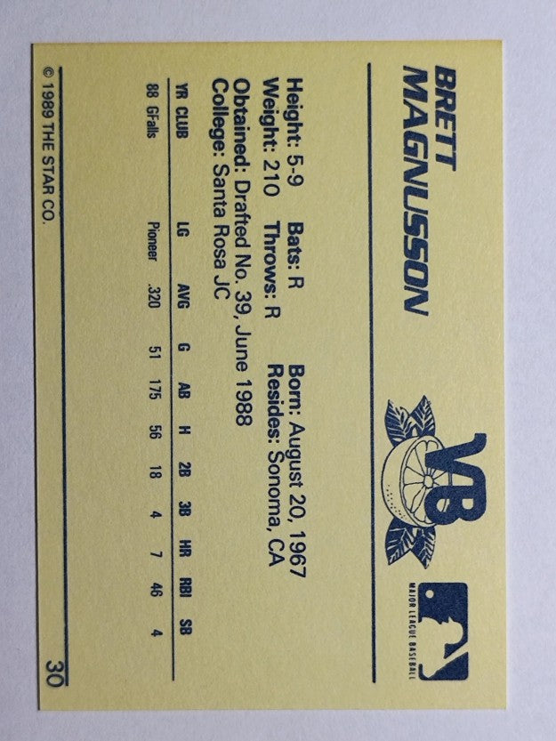 1989 Star #30 Brett Magnussn