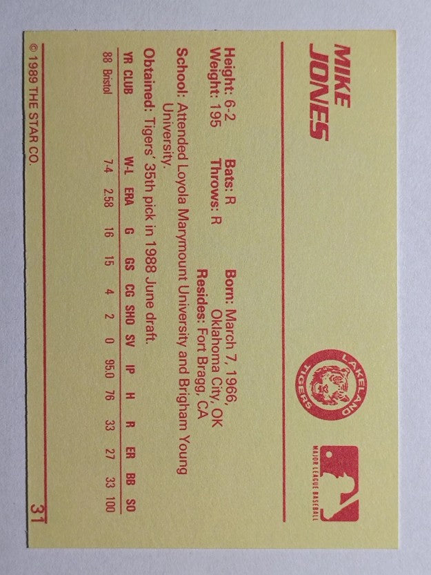 1989 Star #31 Mike Jones
