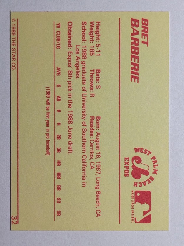1989 Star #32 Bret Barberie