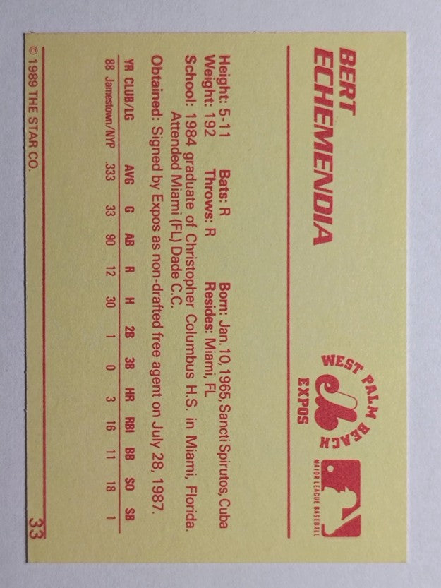 1989 Star #33 Bert Echemendia