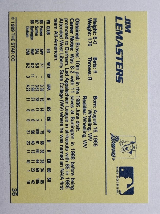 1989 Star #36 Jim Lemasters