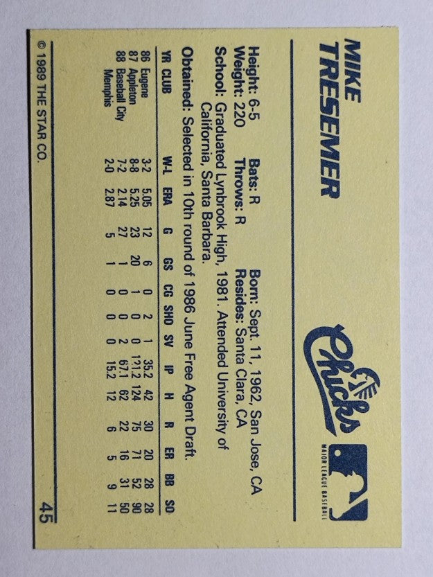 1989 Star #45 Mike Tresemer