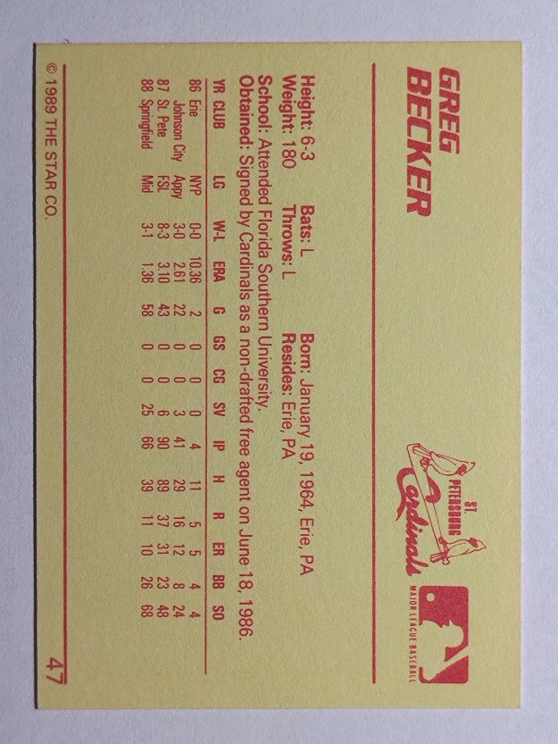 1989 Star #47 Greg Becker