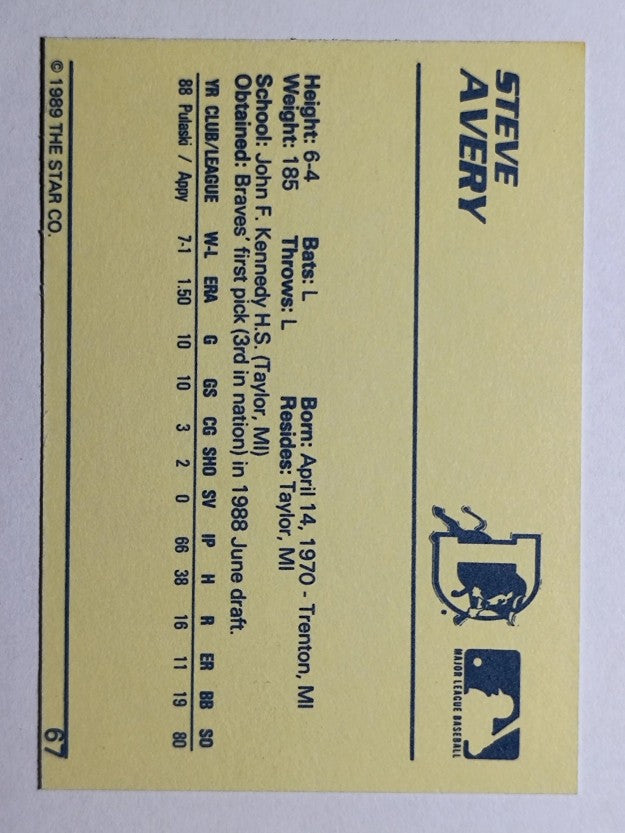 1989 Star #67 Steve Avery