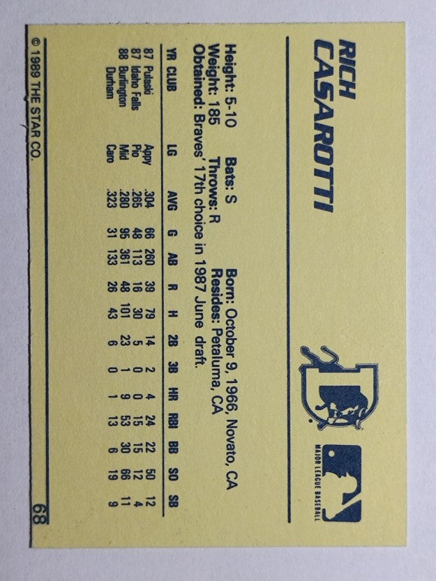 1989 Star #68 Rich Casarotti