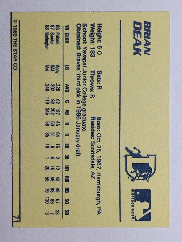 1989 Star #71 Biran Deak