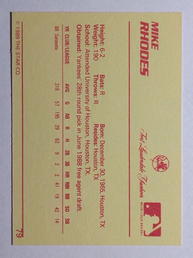 1989 Star #79 Mike Rhodes