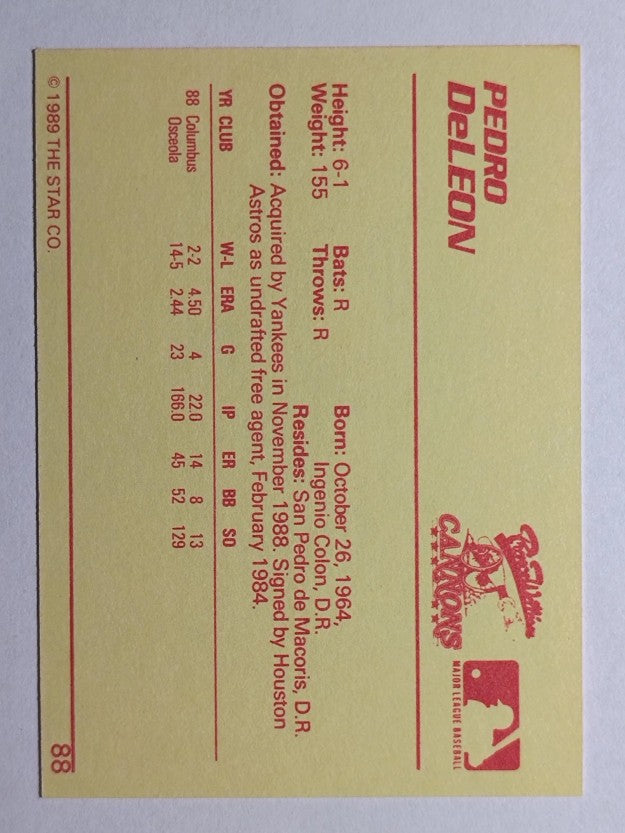 1989 Star #88 Pedro DeLeon
