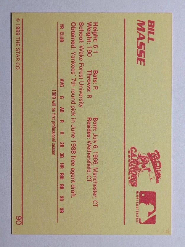 1989 Star #90 Bill Masse