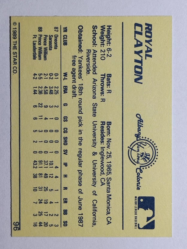 1989 Star #96 Royal Clayton