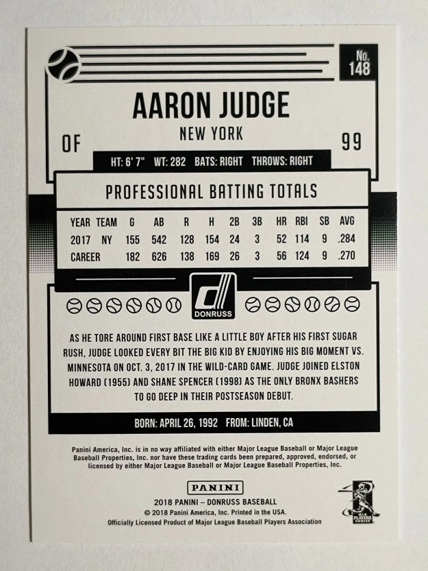 2018 Donruss Variations #148B Aaron Judge/ROY
