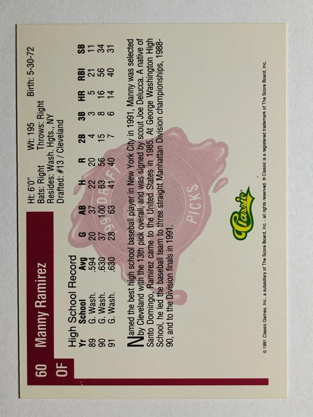 1991 Classic Four Sport #60 Manny Ramirez