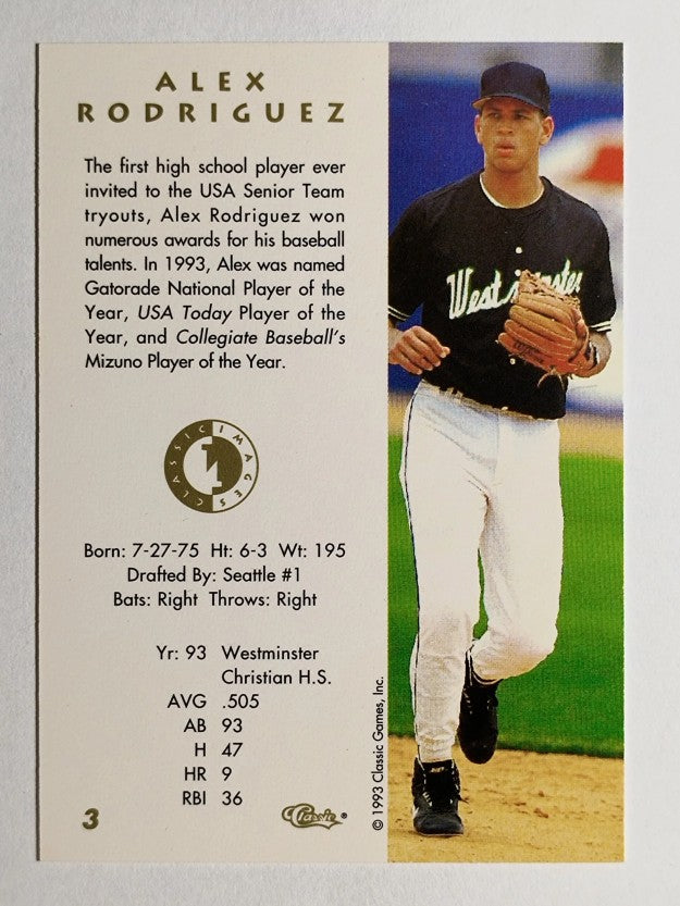 1993-94 Images Four Sport #3 Alex Rodriguez