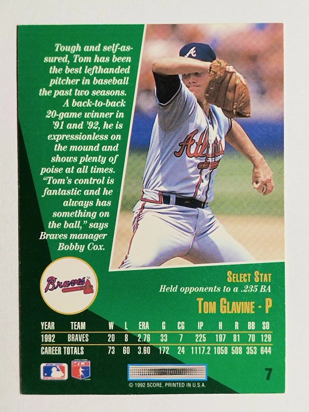 1993 Select #7 Tom Glavine