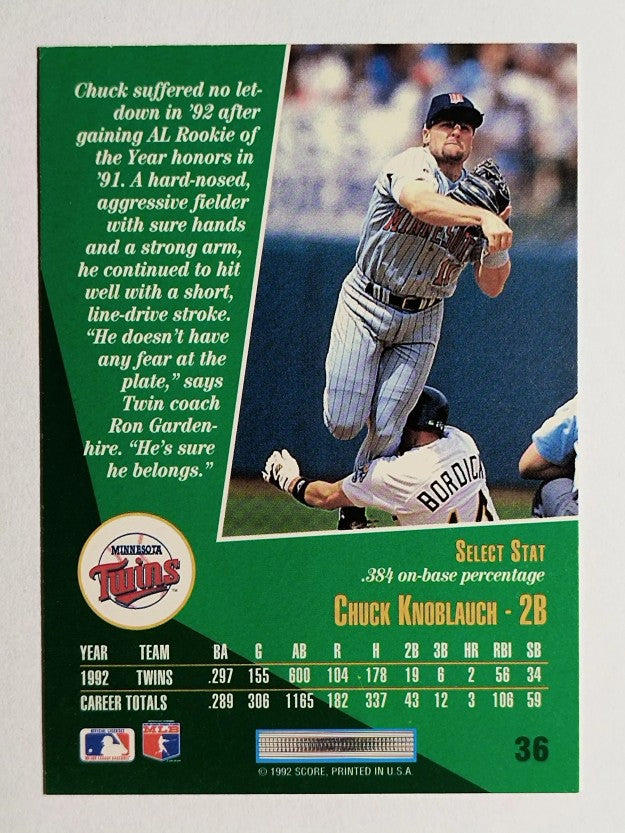 1993 Select #36 Chuck Knoblauch