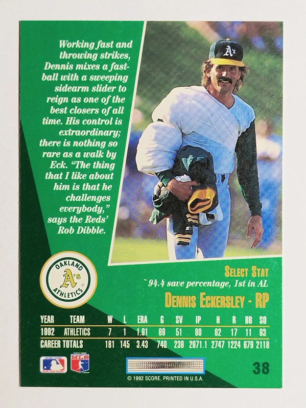1993 Select #38 Dennis Eckersley