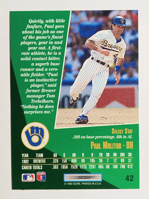 1993 Select #42 Paul Molitor