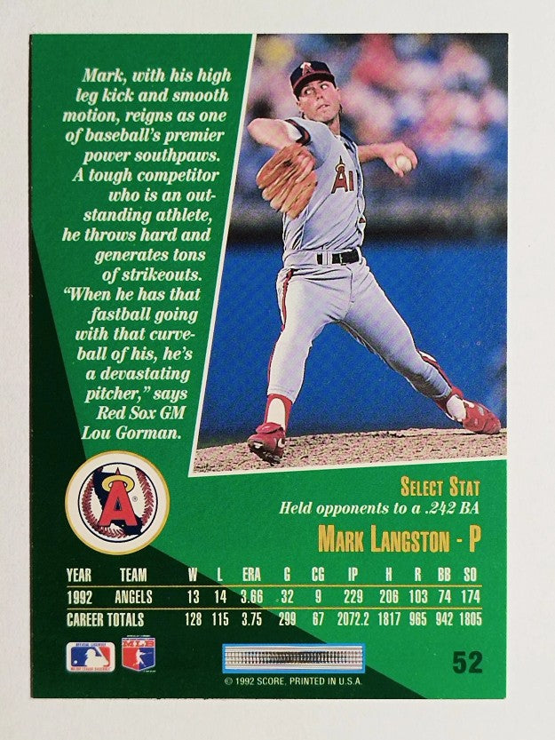 1993 Select #52 Mark Langston