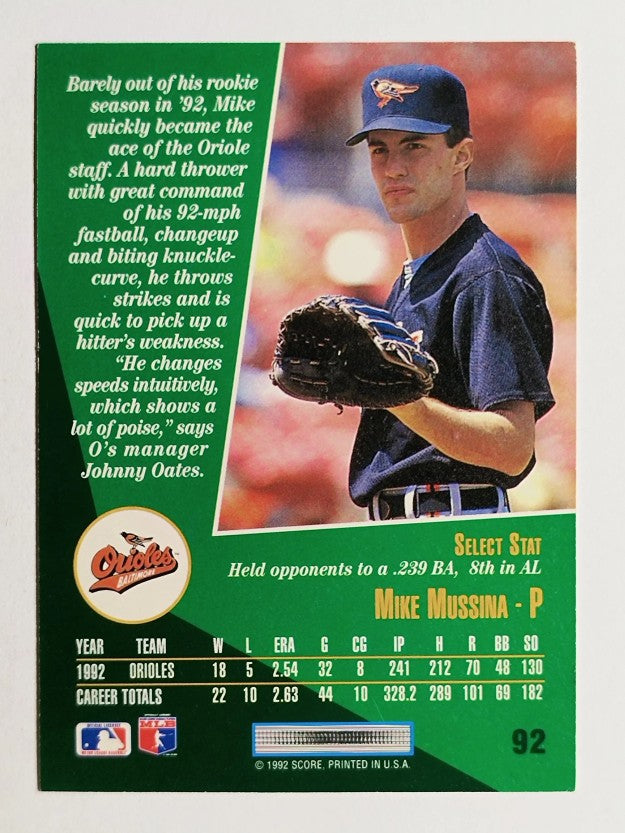 1993 Select #92 Mike Mussina