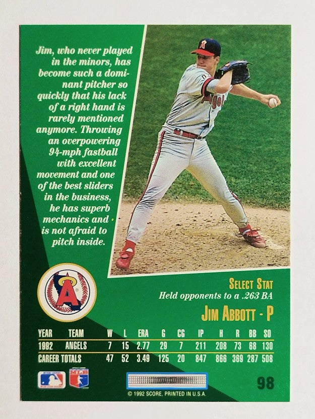 1993 Select #98 Jim Abbott