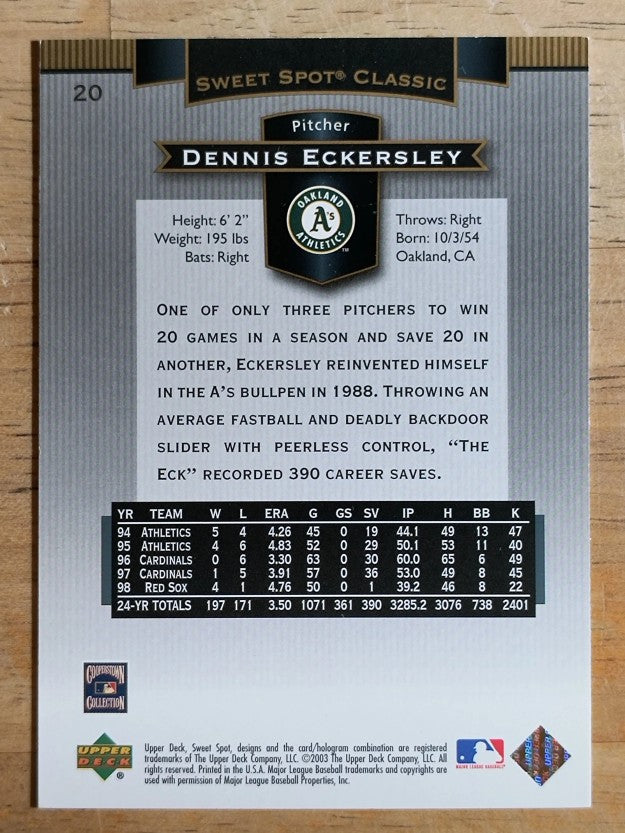 2003 Sweet Spot Classics #20 Dennis Eckersley