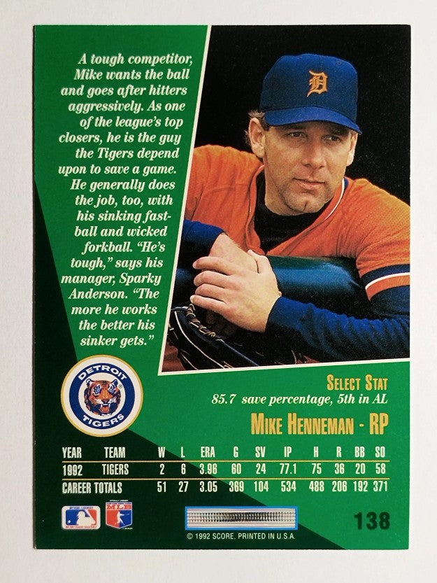 1993 Select #138 Mike Henneman