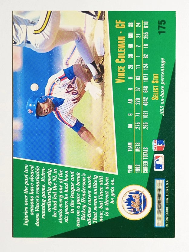1993 Select #175 Vince Coleman