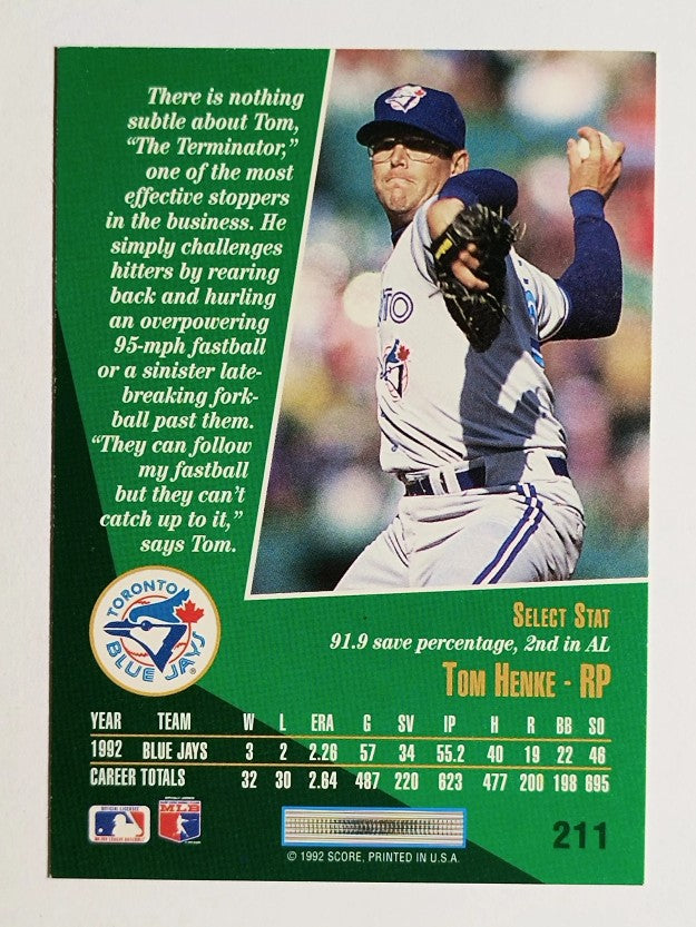 1993 Select #211 Tom Henke