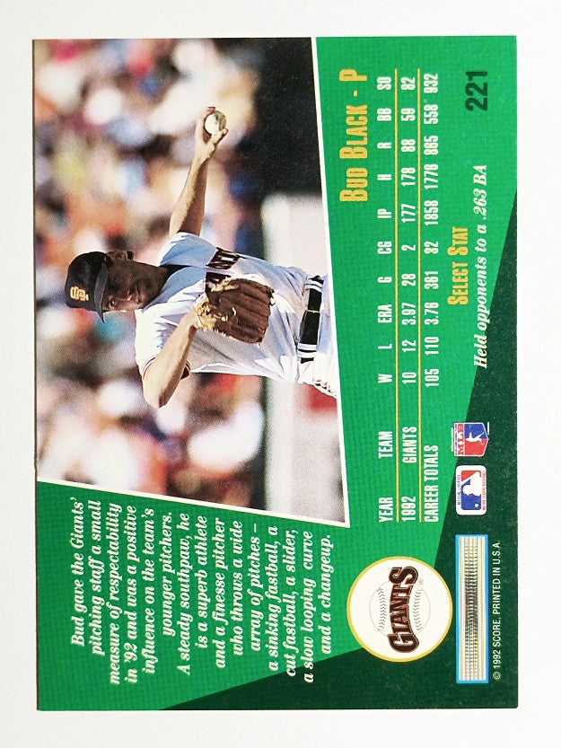 1993 Select #221 Bud Black