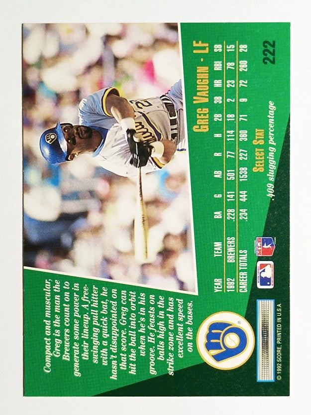 1993 Select #222 Greg Vaughn