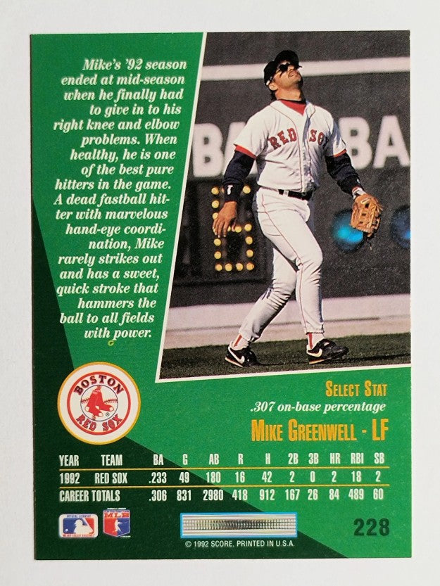 1993 Select #228 Mike Greenwell