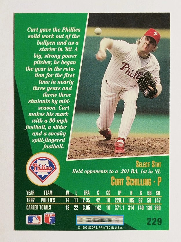 1993 Select #229 Curt Schilling