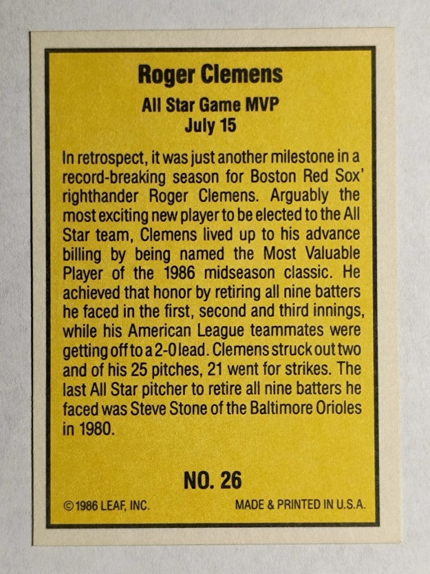1986 Donruss Highlights #26 Roger Clemens