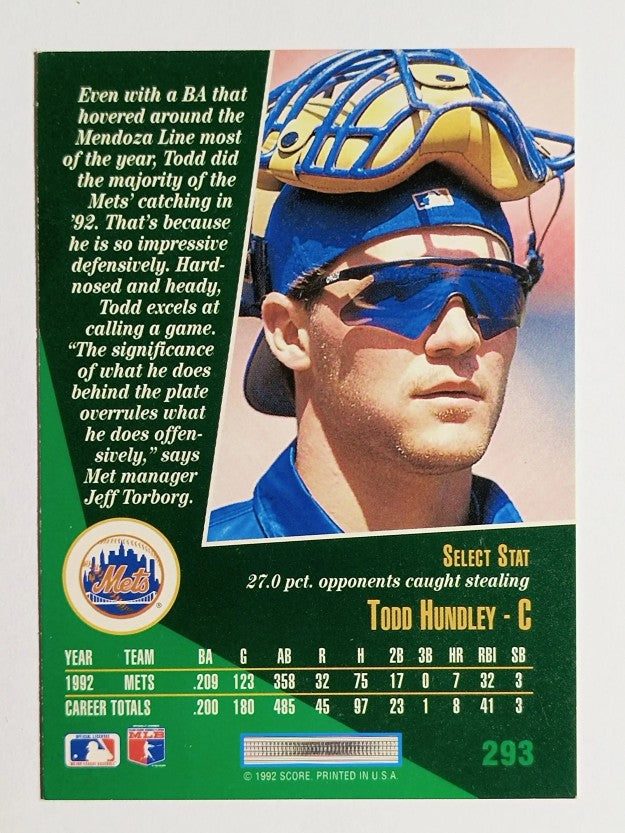 1993 Select #293 Todd Hundley