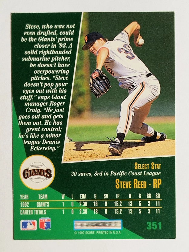 1993 Select #351 Steve Reed RC