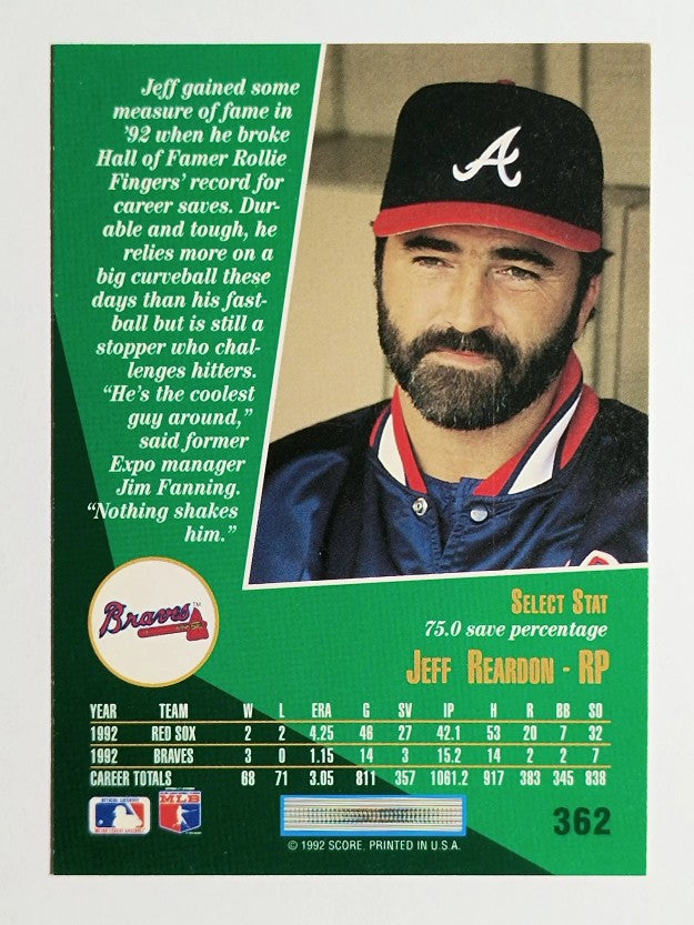 1993 Select #362 Jeff Reardon