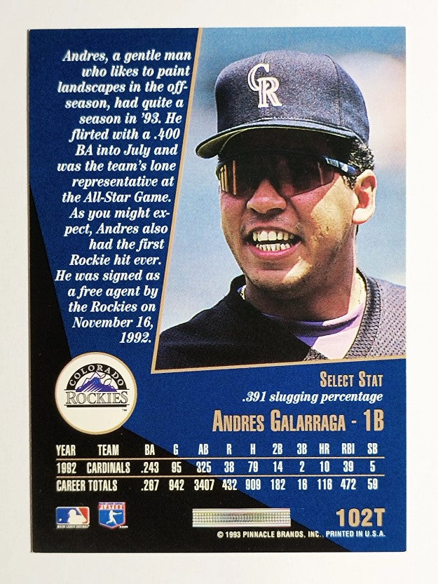 1993 Select Rookie/Traded #102T Andres Galarraga