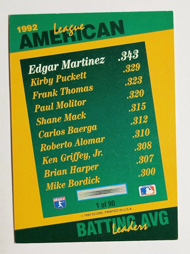 1993 Select Stat Leaders #1 Edgar Martinez