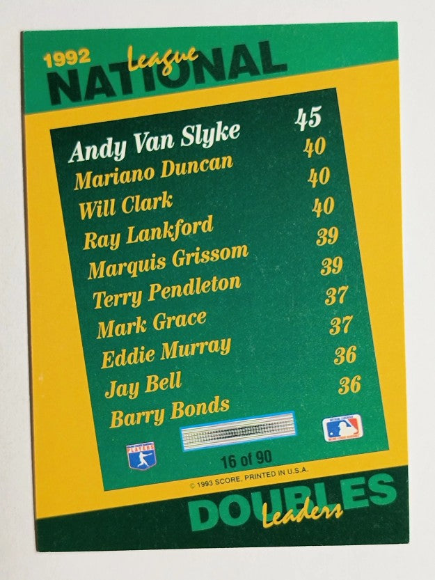 1993 Select Stat Leaders #16 Andy Van Slyke