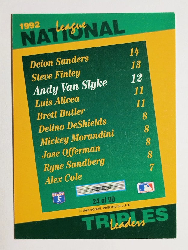 1993 Select Stat Leaders #24 Andy Van Slyke