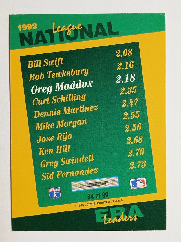 1993 Select Stat Leaders #84 Greg Maddux