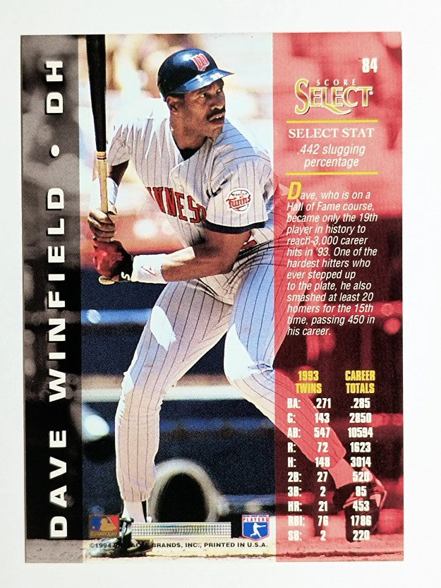 1994 Select #84 Dave Winfield