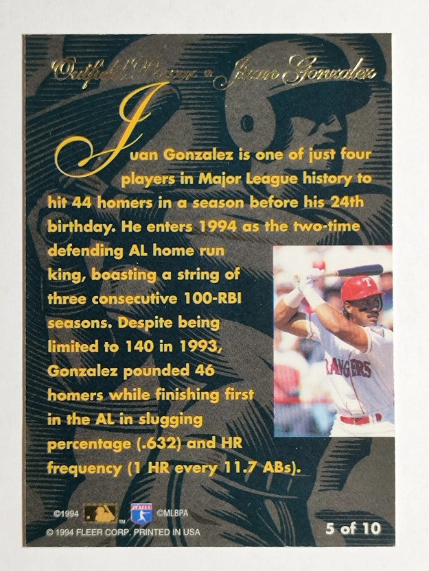 1994 Flair Outfield Power #5 Juan Gonzalez
