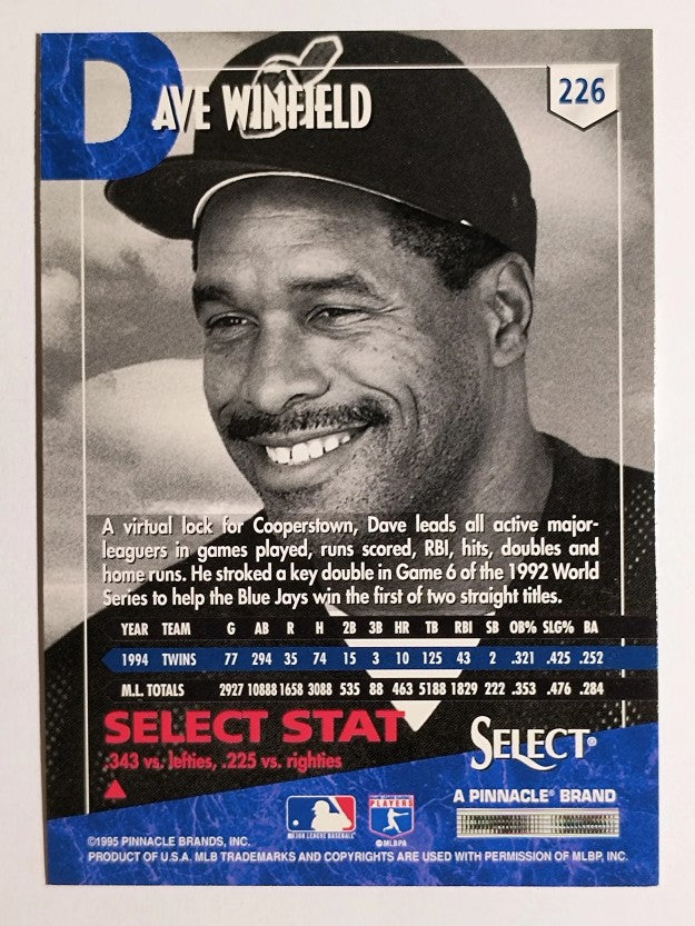 1995 Select #226 Dave Winfield
