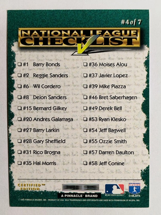 1995 Select Certified Checklists #4 Jeff Bagwell