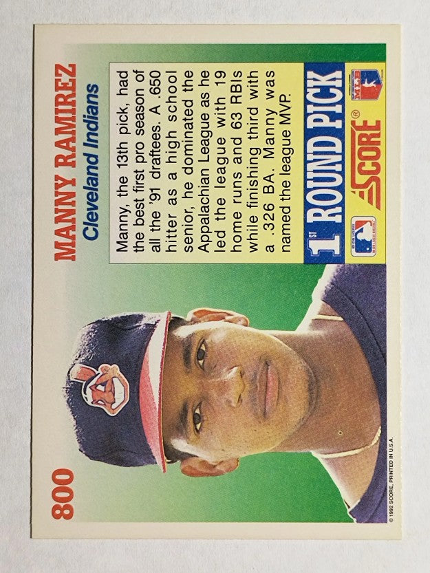 1992 Score #800 Manny Ramirez RC