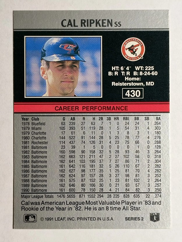1991 Leaf #430 Cal Ripken